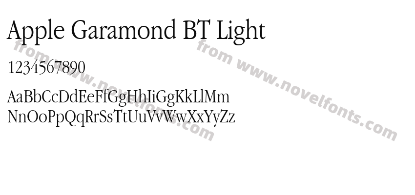 Apple Garamond BT LightPreview