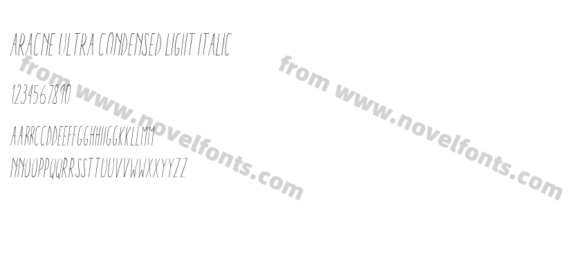 Aracne Ultra Condensed Light ItalicPreview