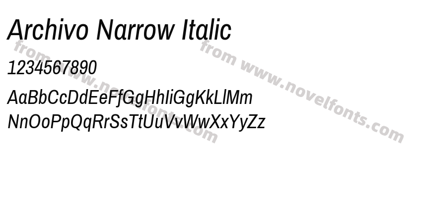 Archivo Narrow ItalicPreview