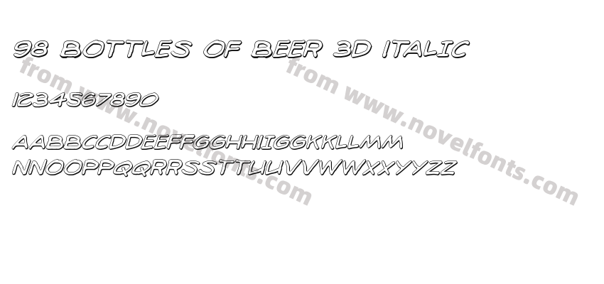 98 Bottles of Beer 3D ItalicPreview