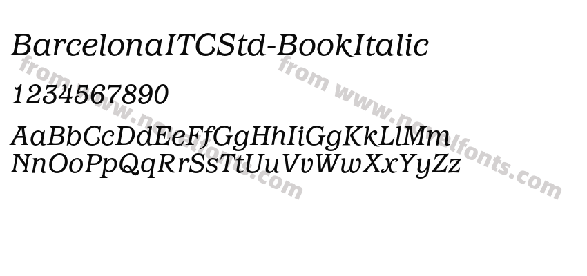 BarcelonaITCStd-BookItalicPreview