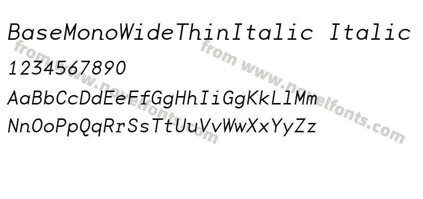 BaseMonoWideThinItalic ItalicPreview