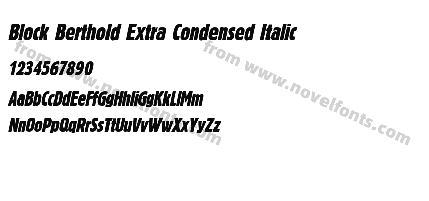 Block Berthold Extra Condensed ItalicPreview