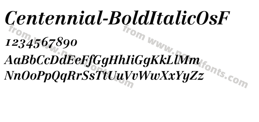 Centennial-BoldItalicOsFPreview