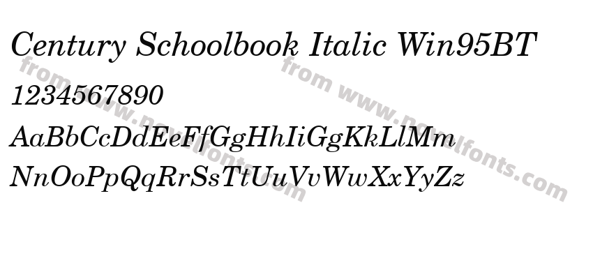 Century Schoolbook Italic Win95BTPreview