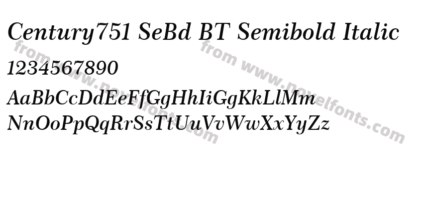 Century751 SeBd BT Semibold ItalicPreview