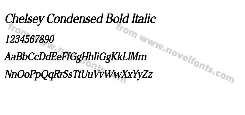 Chelsey Condensed Bold ItalicPreview