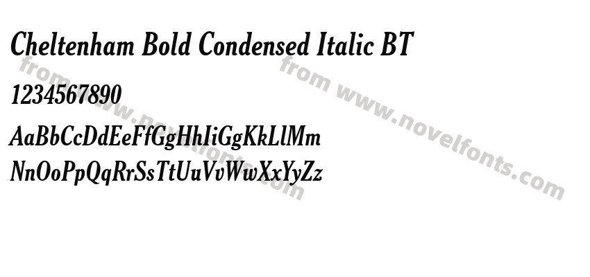 Cheltenham Bold Condensed Italic BTPreview